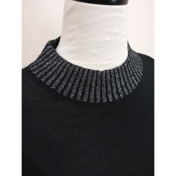 NEW! Club Monaco Wool Blend Black & Silver Metallic Sweater - L - $129 - Picture 3 of 12